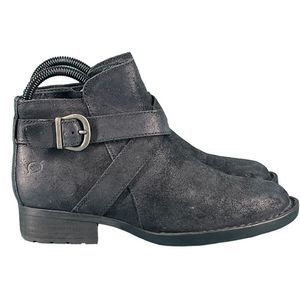 Born Womens Suede Leather Round Toe Block Heel Trinculo Ankle Boot Black Size 6M
